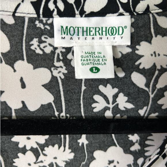 Motherhood Maternity Black White Floral Midi Wrap Dress Size Large Jersey - Picture 7 of 7